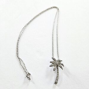 Fine Arts Silver FAS 925 Sterling Silver Simulated Diamond Palm Tree Necklace